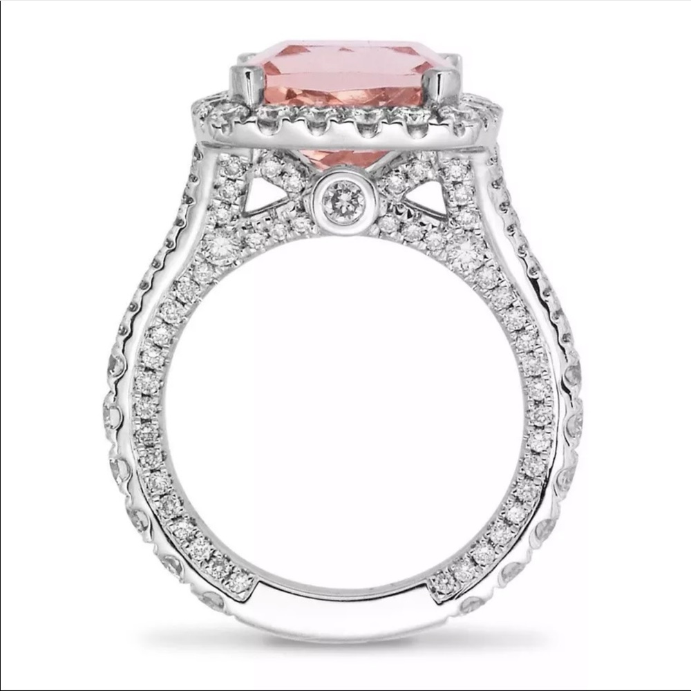 New Luxury 925 Silver Pink Zircon Diamond Ring - Picture 2 of 3